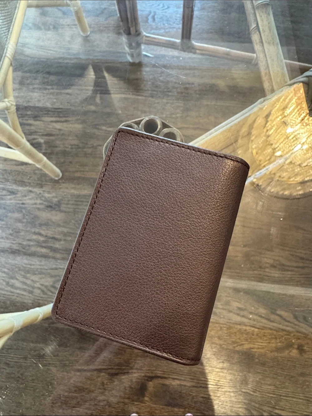 Tumi nassau slg gusseted card case dark brown textured